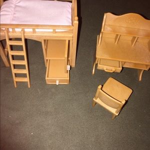 Calico Critters bedroom bed desk chair